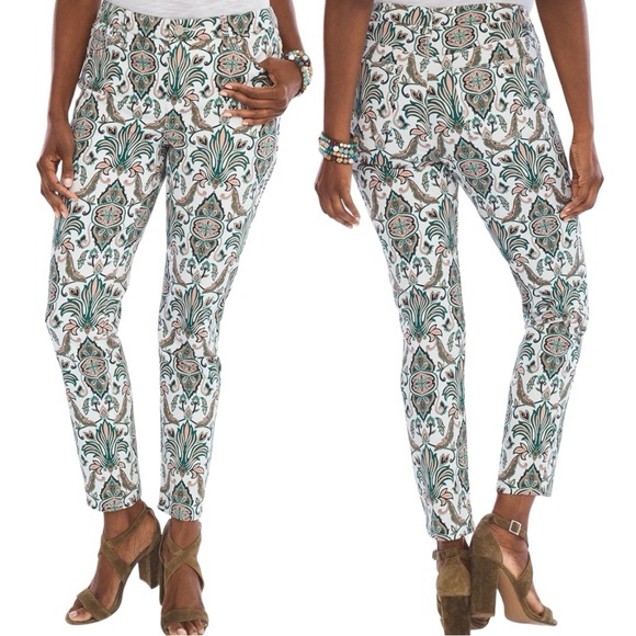 CHICO'S Ankle Jeans Pants Women's Size 10 So Slimming Damask Girlfriend - Picture 9 of 9